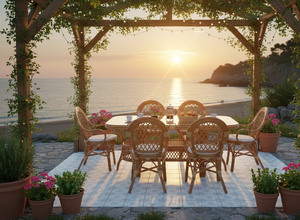 Juego de Comedor JAVA en Oferta, Diseño Inspirado en Java, Estilo Tradicional, Juego de Comedor Confortable, Mesa Larga, Ratán Hecho a Mano, Hotel, Villa - Product Image 4