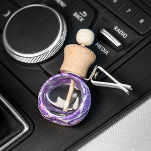 Botella de Perfume vacía de arcilla polimérica para coche, 10ml, tapa de madera, ambientador líquido pintado, aceite esencial, botella de aromaterapia para coche colgante - Product Image 6