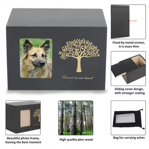 Urnas animais para gato Pet cremação caixa Urnas gato preto feito de madeira para cinzas - Product Image 5