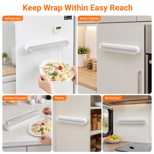 Faites cesser les problèmes avec le <span class=keywords><strong>film</strong></span> plastique ! Distributeur magnétique qui remplace les boîtes déchirées et les coupures irrégulières. - Product Image 1