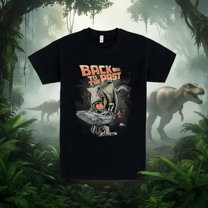 เสื้อยืดไดโนเสาร์กลับไปสู่อดีตสีดำ ไซส์ใหญ่สำหรับผู้ชาย - Product Image 3