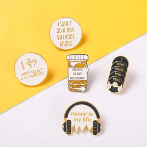 I Love Rock And Roll Disc Enamel Pins Custom Brooch Music is My Life Headset Lapel Pin Badge for Music Lovers Gifts