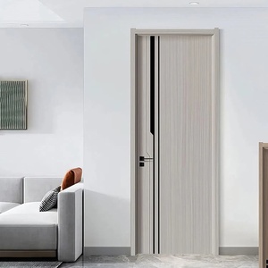 Porte intérieure en PVC polymère tendance, finition en bois composite imperméable pour salle de bain, appartement, hôtel - Product Image 4