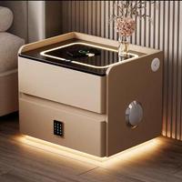 Mesita de Noche Inteligente y Contemporánea para Dormitorio, con Carga Inalámbrica, Luz Nocturna de 3 Colores