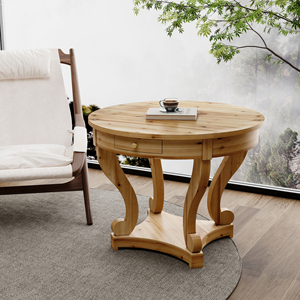 Table de salle à manger ronde de petite taille de style farmhouse, table d'appoint, table basse pour <span class=keywords><strong>dinette</strong></span>, cuisine, salle à manger ou salon - Product Image 1