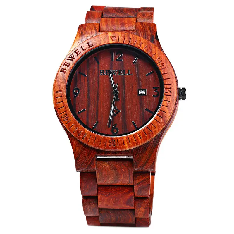 Factory Wholesale European And American Design Men's Luxury Calendar Luminous Wooden Watch