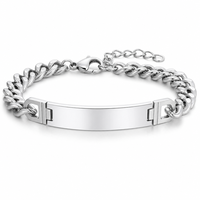 Bracelet personnalisé en acier inoxydable vierge avec nom, chaîne gourmette, fermoir mousqueton, pour couples, vente en gros, bijoux OEM ODM