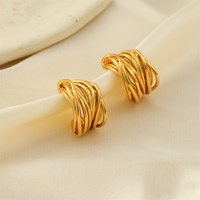 Boucles d'oreilles clous tendance en acier inoxydable PVD 18 carats étanches pour femmes, accessoires quotidiens élégants, bijoux féminins à la mode
