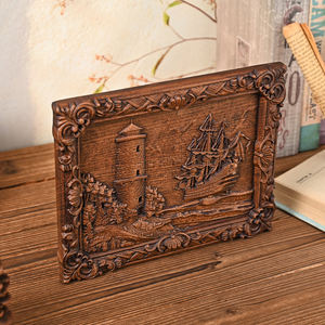 Placa de Pared de Madera con Relieve de Faro Costero y Velero, Panel de Paisaje Náutico, Decoración Vintage para el Hogar con Marco de Madera - Product Image 3