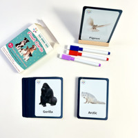 Cartes mémoire personnalisées pour enfants Cartes cognitives animaux étanches Cartes flash éducatives en plastique pour lecture de mots d'enfants