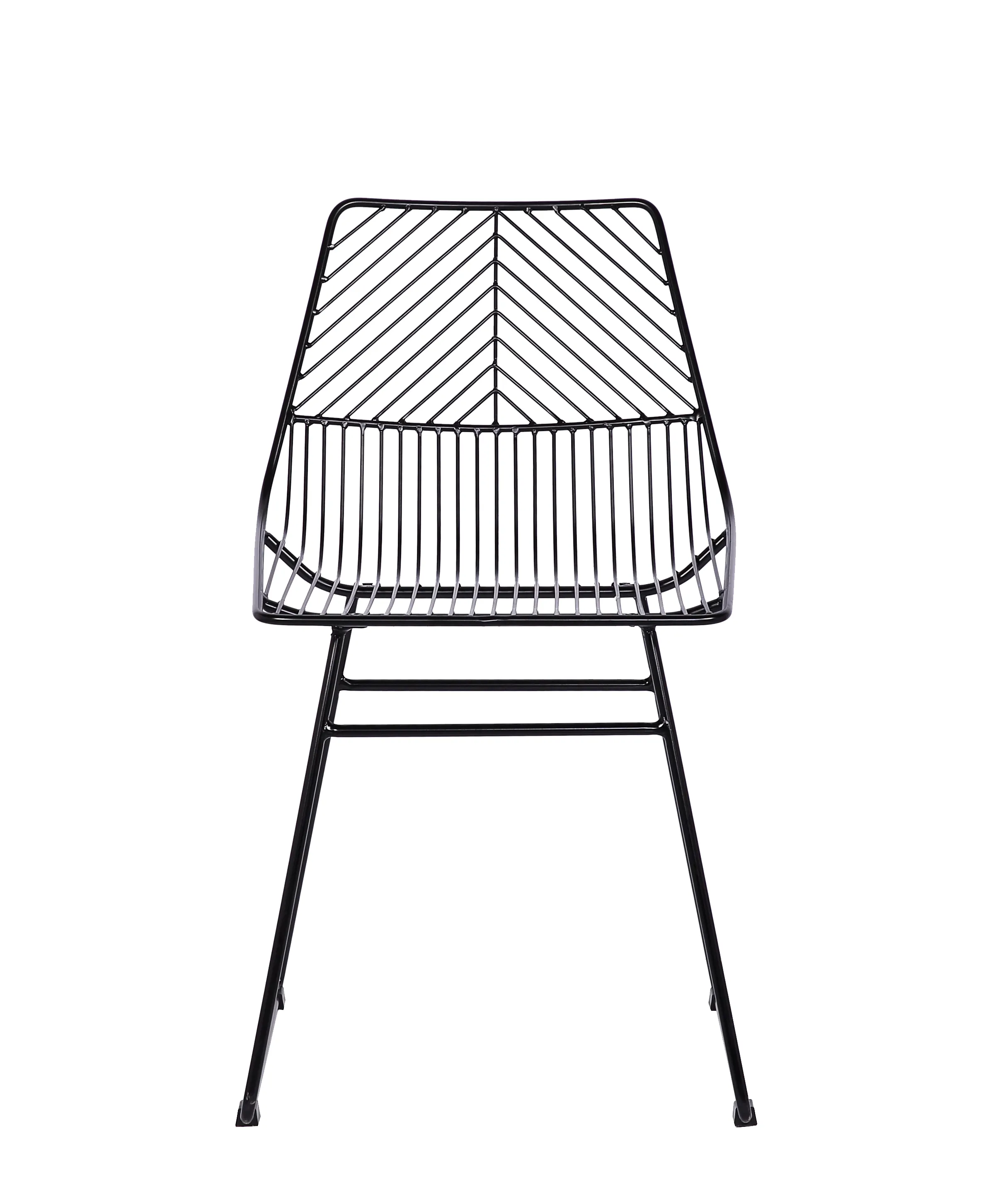 เก้าอี้ตาข่ายทานอาหารเหล็กดัดสีดำทันสมัย,เก้าอี้รับประทานอาหารโลหะลวดกลวงสำหรับร้านกาแฟกลางแจ้ง