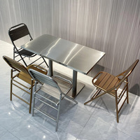 Table de salle à manger rectangulaire en acier inoxydable, style minimaliste, populaire sur internet, démontable et assemblable, pour cafés et salons de thé