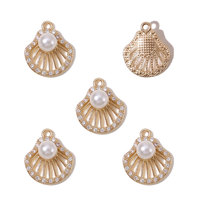 Breloque décorative de luxe en alliage électroplaqué incrustée de perles pour bijoux, bracelet, collier et porte-clés DIY W893