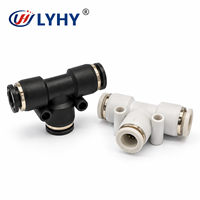Raccord pneumatique en T PE haute pression LYHY PE8 à 3 voies, connecteur de tube en plastique lisse, raccords de tuyau d'air égaux, tête hexagonale 8MM