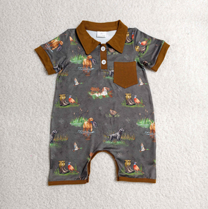 Conjunto Casual de Camisa y Pantalones Cortos de Algodón Orgánico con Estampado de Caza Occidental para Niños Pequeños - Product Image 2