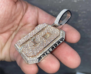 Hip Hop 925 <b>Silver</b> 18K Gold Plated round Brilliant Cut VVS Moissanite GRA Certified Custom Iced out number Pendant shine jewelry - Product Image 3