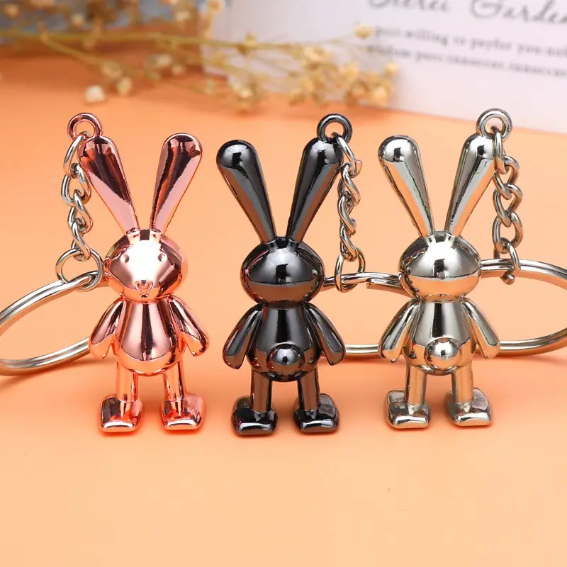 Creative Gift bunny Key chain Money hare animal Kung Fu Rabbit 3D Small Pendant Zodiac Rabbit Keychain