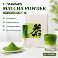Poudre de Matcha de Qualité Cérémonielle Prête à l'Expédition, Sachet de 10 Bâtonnets de 2g, Conforme aux Normes UE, Vente en Gros, Sachet de Poudre de Thé Vert Instantané