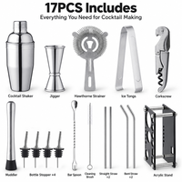 Kit de Barman Professionnel en Acier Inoxydable, Shaker 700ml, Ensemble d'Outils de Bar, Support en Acrylique Direct Usine pour la Création de Cocktails