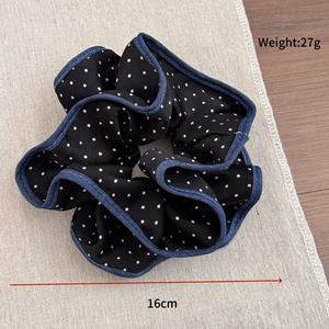 ยางรัดผมลายจุดสไตล์เกาหลี ผ้าพลีทเนื้อนุ่มสำหรับผู้หญิง ยางรัดผมคุณภาพสูง - Product Image 3