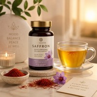 Extrait de Safran Naturel en Poudre, Complément Alimentaire à Base de Plantes, 0,3% Safranal, 5%/10% Crocine, Poudre Fine de Qualité Alimentaire, Double Extraction