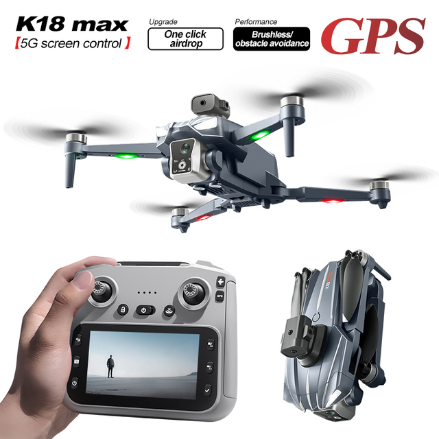 Professional 8K Drone K18 MAX Brushless Motor Strong Wind Resistant 5G Screen Dual Camera GPS Obstacle Avoidance RC Drone