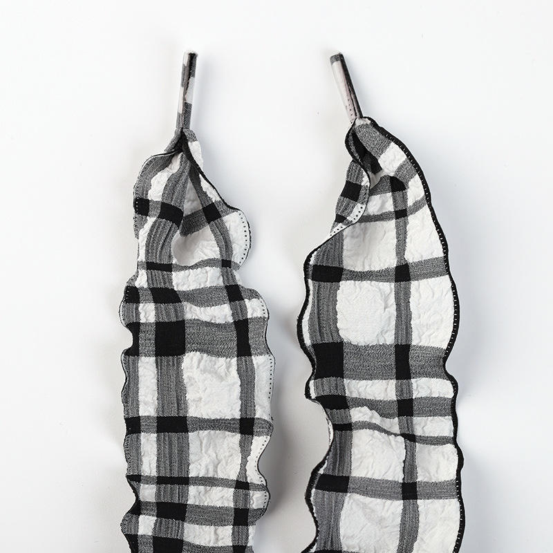 Black plaid shoelaces