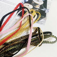 Ruban de 0,8 cm pour accessoires de vêtements et textiles de maison, garnitures à paillettes, dentelle tricotée dorée écologique pour chaussures et sacs