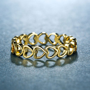 Anillo minimalista con forma de corazón hueco para mujer, diseño de corazón entrelazado, joyería elegante de moda - Product Image 2