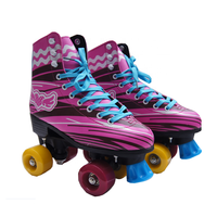 Offre Spéciale rose Patines Quad patins à roulettes chaussures pour enfants niveau professionnel châssis en aluminium mode cuir patins chaussures