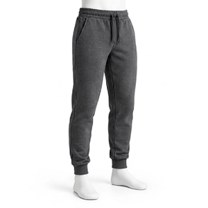 Pantalon de jogging gris anthracite pour hommes en gros, survêtement personnalisé en molleton de coton avec revers élastiques et taille ajustable par cordon de serrage - Product Image 1