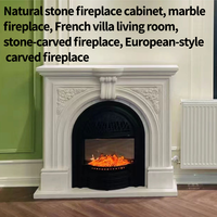 Encadrement de cheminée en marbre, manteau de cheminée, manteau de cheminée de luxe en marbre naturel sculpté à la main pour la décoration intérieure de villas et de maisons