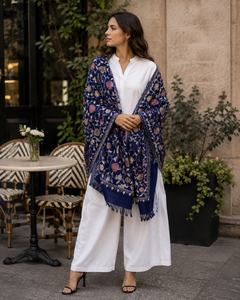 Elegant Embroidered Floral Digital Print Viscose Adult <b>Shawl</b> Long Fringe Lightweight Warm Breathable Reversible <b>Traditional</b> - Product Image 6