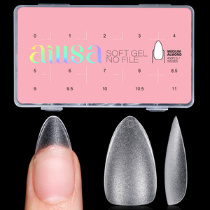 <span class=keywords><strong>Aillsa</strong></span>, venta al por mayor, OEM, 450 Uds., 15 tamaños, puntas de uñas de almendra medianas, punta de uñas de Gel suave transparente, doble cara, mate completo, puntas de uñas de cobertura completa - Product Image 1