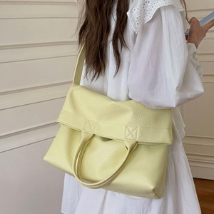 Korean Style Large Capacity Tote Bag Yellow Vertical <b>Square</b> Magnetic Buckle Everyday Outfits Summer 2024 - Product Image 1