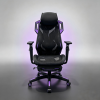 Chaise de jeu ergonomique en maille avec cadre en acier inoxydable, base pivotante, accoudoirs fixes, pour la maison et le bureau - Confortable pour une utilisation prolongée et inclinable