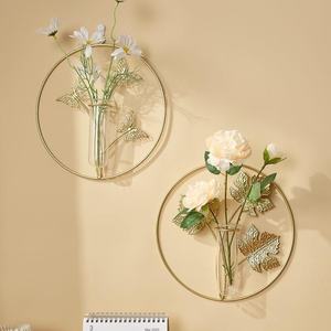 银杏叶试管墙装饰创意水培绿色植物布局餐厅金属工艺品镀金雕刻 - Product Image 1