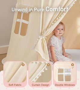 Tente de jeu pour enfants de grande taille, couleur crème, avec cadre robuste et tissu de qualité supérieure, avec sac de transport - Product Image 4