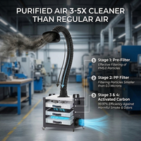 Purificateur d'air anti-fumée avec débit d'air de 360 m³/h, extracteur de fumée de soudure avec filtres à charbon actif double couche, extraction de fumée et de poussière