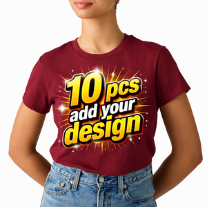 T-Shirt in Cotone Personalizzata da Donna 180gsm, Collo Tondo, Manica Corta, 10 Pezzi, Design Personalizzato, Ordine all'Ingrosso per Rivenditori - Product Image 1