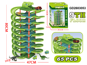 Parc de stationnement en <span class=keywords><strong>spirale</strong></span> pour voitures Dinosaures 9ème étage, ensemble de jeu 65 pièces, <span class=keywords><strong>circuit</strong></span> de course DIY avec voitures LED et figurines de dinosaures - Product Image 3