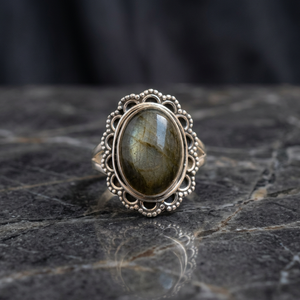 Jaipur Jewelry Supplier <b>Rings</b> 925 Sterling Silver Labradorite <b>Ring</b> 10 X 14 mm Oval Labrdaorite <b>Ring</b> - Product Image 1