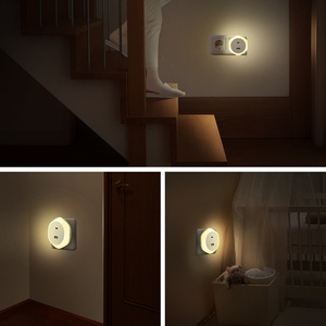 LED Dimming <b>Socket</b> Night <b>Light</b> Warm White European Gauge Modern Square ABS Switch Adjustment for Bedroom - Product Image 3
