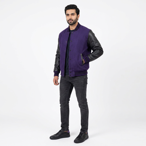 Blouson universitaire en toile pour homme de haute qualité, personnalisé, respirant, avec manches brodées et logo frontal – Prêt pour l'hiver - Product Image 1