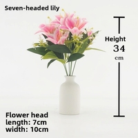 Bouquet de lys artificiels en soie à sept têtes, fait main, multicolore, pour mariage, photographie en extérieur, décoration de table à domicile - Vente en gros usine