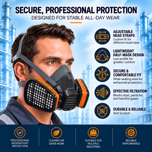 Half-<b>Mask</b> Respirator Reusable Dust Respirator Breathing <b>Mask</b> Half <b>Face</b> Reusable - Product Image 4