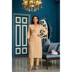 Vestido estampado étnico Premium Kurta Pant Dupatta Set Summer Casual Party Wear Suit In Wholesale Pure Cotton Indian & Pakistani - Product Image 1