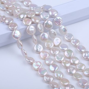 Strong Plump Baroque Shaped 12-13mm <b>White</b> <b>Button</b> Pearls Natural Freshwater Semi-Finished DIYpearls - Product Image 1