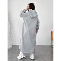 Robe décontractée à capuche et manches longues pour femme, coupe ample, couleur unie, style long, tendance, look sweat-shirt, automne-hiver, ODM OEM