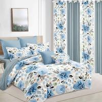 Ensemble de literie et rideaux imprimés numériquement 3D à motifs floraux en 100 % polyester pour chambre à coucher, maison et hôtel – Prix de gros abordable